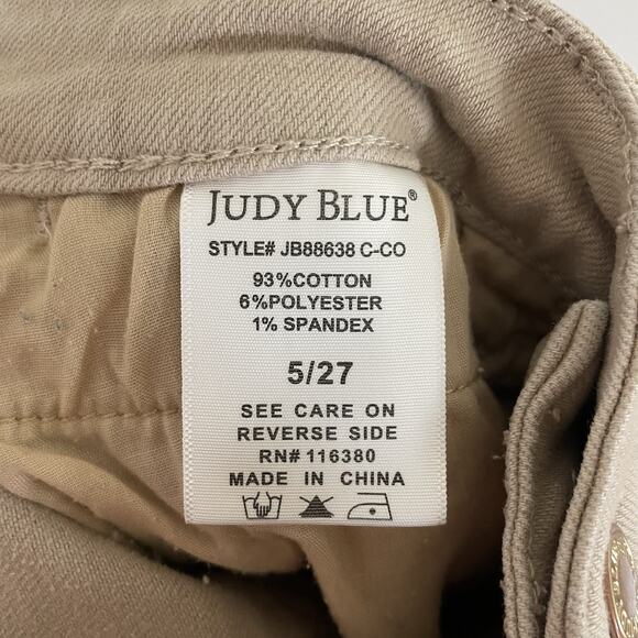 Judy Blue Garment Dyed High Rise Crop Jeans 5/27 Raw Hem JB88638 C-CO Khaki Wide - Picture 10 of 10